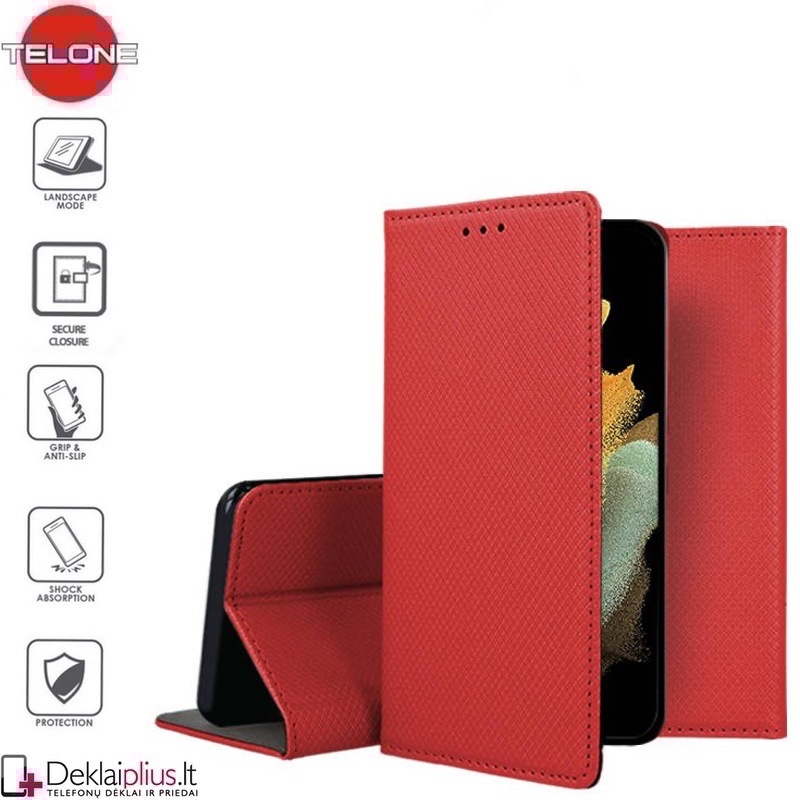 Telone smart magnet atverčiamas dėklas - raudonas (Samsung S21 Ultra) Telone smart magnet atverčiamas dėklas - raudonas (Samsung S21 Ultra)